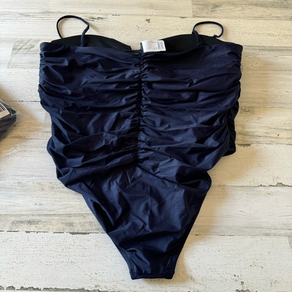 NWT J. Crew BF176 Ruched sweetheart One Piece Swimsuit Bathing Suit NAVY - Picture 2 of 7